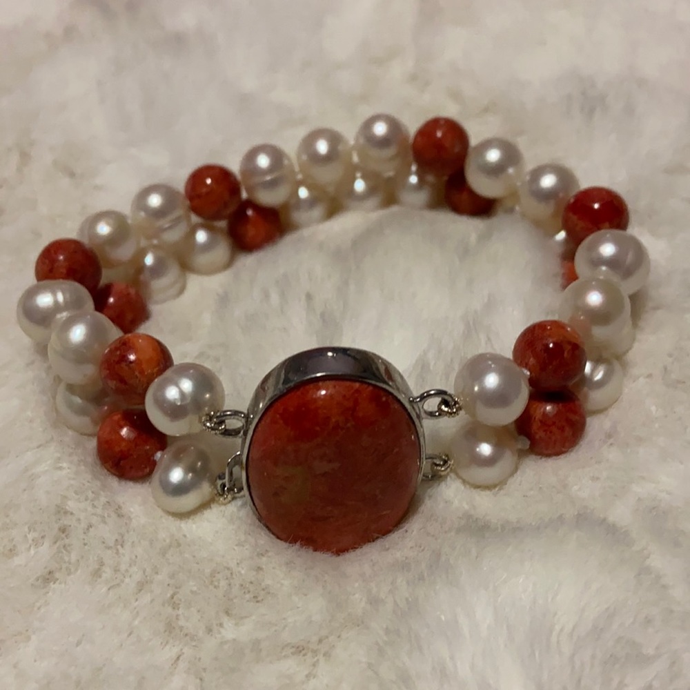 Pearl spiny oyster 925 bracelet